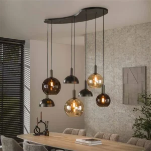 Clemenza 7-lichts Hanglamp Bruin/Amber